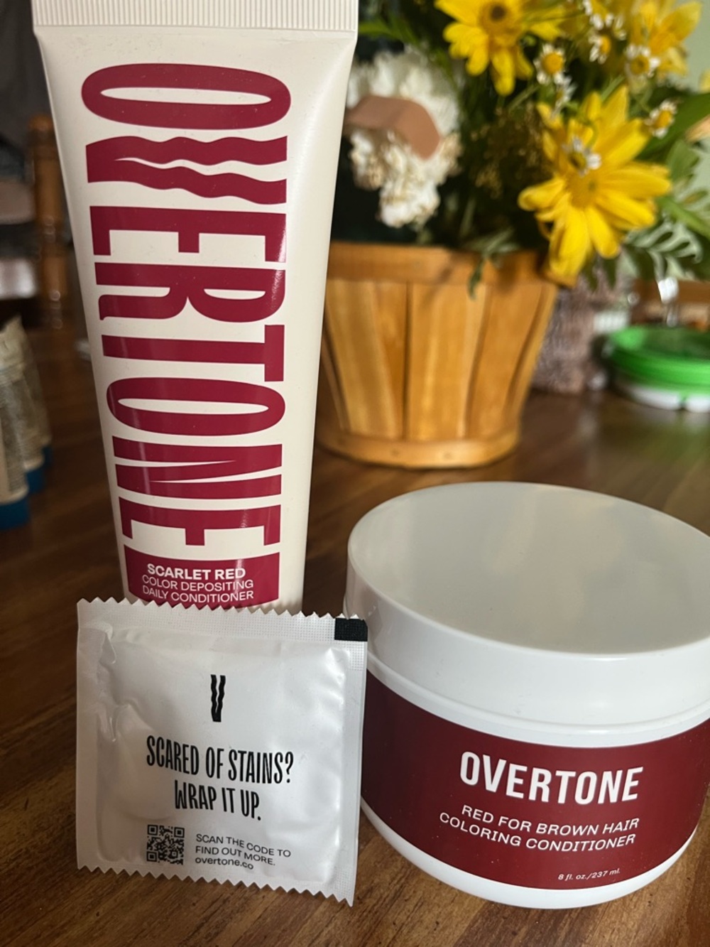 Overtone red for brown hair duo